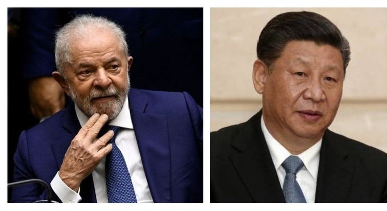 O presidente do Brasil, Luiz Inácio Lula da Silva (PT), e o líder chinês, Xi Jinping: encontro mantido para a terça (28)