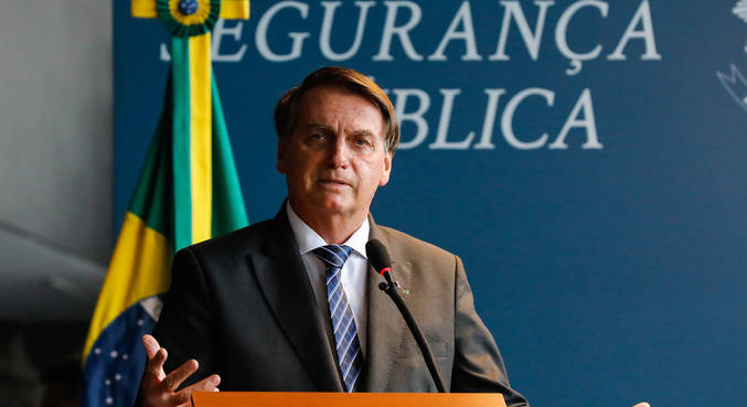 O presidente Jair Bolsonaro em evento no Ministério da Justiça e Segurança Pública