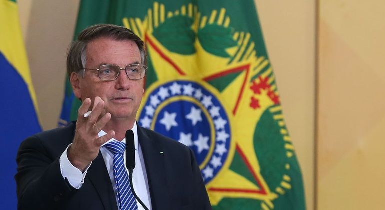 O presidente Jair Bolsonaro em evento no Palácio do Planalto