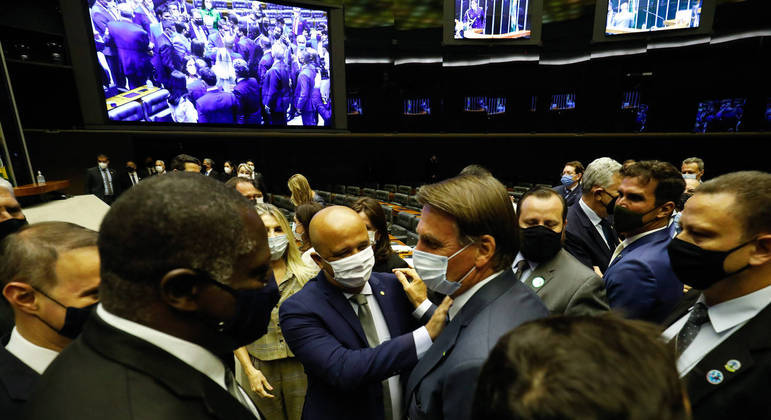 O presidente Jair Bolsonaro em solenidade no Congresso Nacional