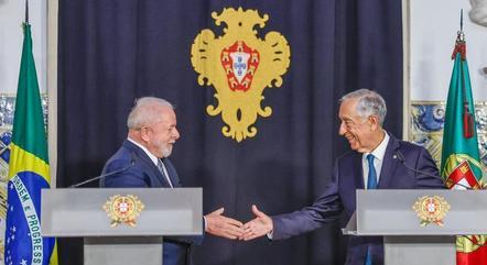 Luiz e o presidente de Portugal, Marcelo Rebelo
