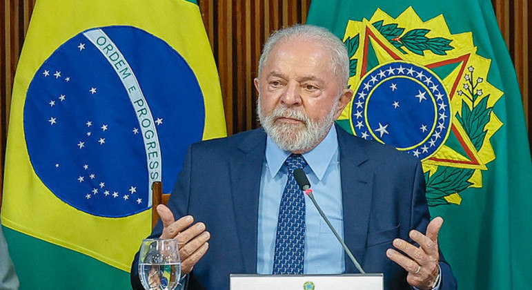 O presidente Luiz Inácio Lula da SIlva (PT) em reunião com ministros, no Palácio do Planalto