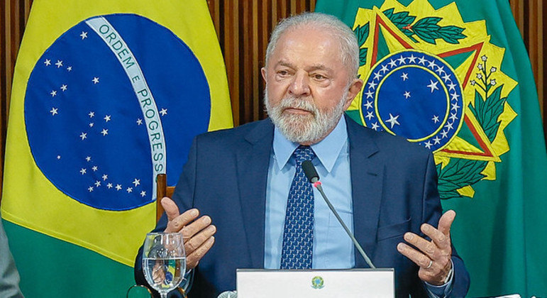 O presidente Luiz Inácio Lula da SIlva (PT) em reunião com ministros, no Palácio do Planalto