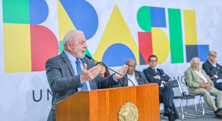 O presidente Lula (PT) durante evento no Palácio do Planalto