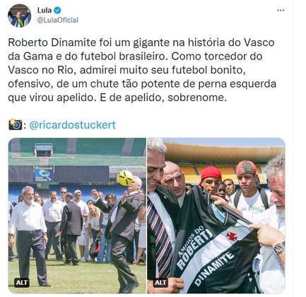 O presidente Lula relembrou o chute potente do atacante, que acabou virando apelido e sobrenome para o craque.