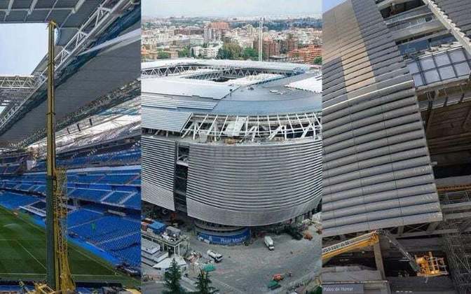 O Real Madrid divulgou, nesta sexta-feira (16), novas imagens das obras no Santiago Bernabéu. O clube merengue vai aproveitar o fim da temporada 2022/23 para acelerar a reforma em seu estádio, que está prevista para terminar em 2023/24. Veja a seguir o andamento das obras e compare com o projeto oficial do clube.
