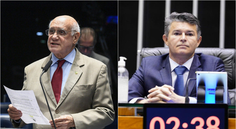 O senador Lasier Martins (Podemos-RS) e o deputado federal José Medeiros (PL-MT)