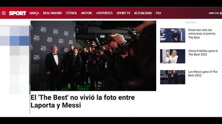 O 'Sport', também da Catalunha, estampou em sua capa uma 'não-notícia': era esperado um encontro público entre Messi e Juan Laporta, presidente do Barcelona, mas este não ocorreu - pelo menos em público. No mínimo curiosa a escolha da publicação. 
