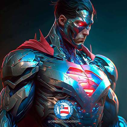 O Super-Homem, mascote do Bahia, recriado com uso da Inteligência Artificial
