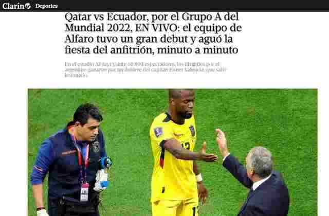 O também argentino 'Clarín' disse que o Equador estragou a festa do anfitrião. O site também destacou o compatriota Gustavo Alfaro. 