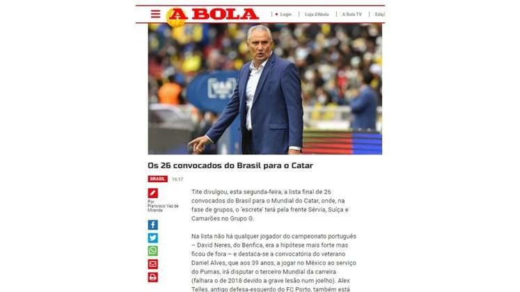 O texto destaca a presença de Pedro, do Flamengo, no lugar de Roberto Firmino, do Liverpool. 