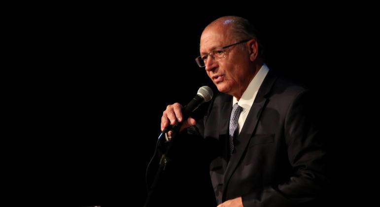 O vice-presidente da República eleito, Geraldo Alckmin, durante palestra