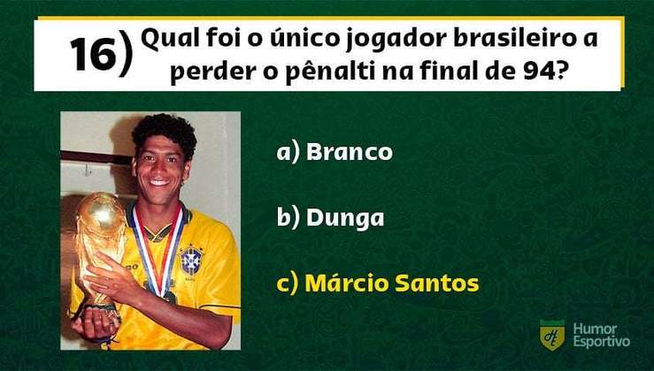O zagueiro Márcio Santos foi o único brasileiro a errar sua cobrança de pênalti. Branco, Dunga e Romário converteram e deram a vitória por 3 a 2.