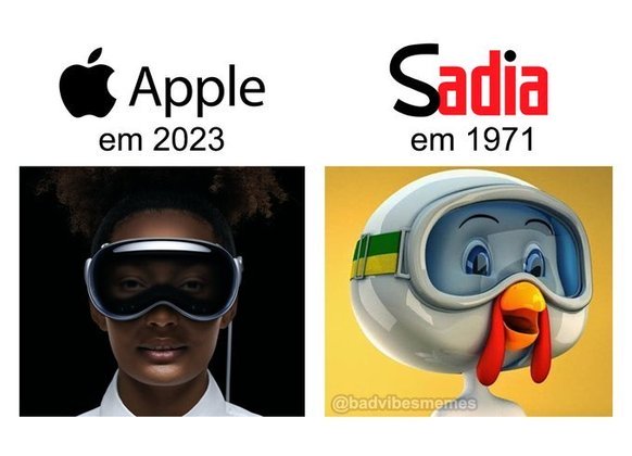 Quem veio primeiro: o frango ou os óculos da Apple? Veja a próxima imagem antes de responderBombou em TEC! Elon Musk é retratado por IA aos beijos com robôs femininos