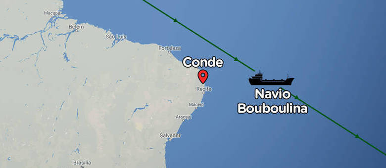 Óleo apareceu primeiro nas praias  de Jacumã e Tambaba, na cidade de Conde (AL) (Arte/R7)