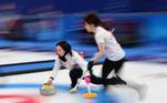 Japonesas durante competição de Curling