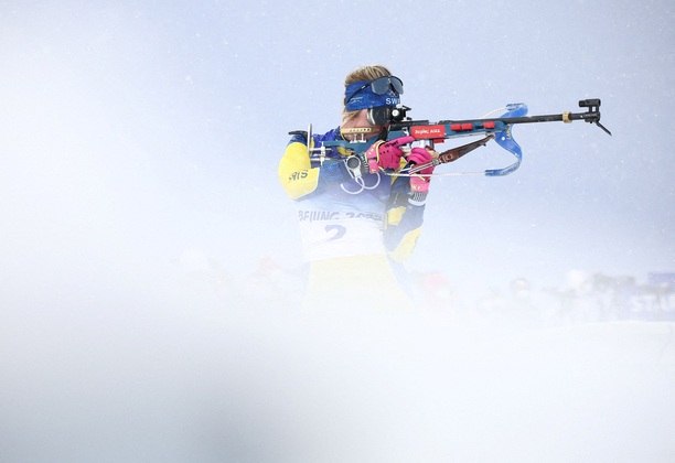 Elvira Oeberg da Suécia, durante prova de Biathlon de Inverno feminina, na etapa do Tiro Esportivo Elvira Oeberg da Suécia, durante prova de Biathlon de Inverno feminina, na etapa do Tiro Esportivo