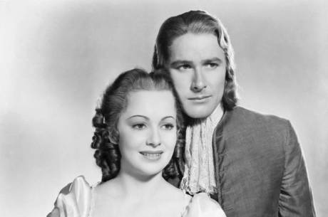 Olivia de Havilland em Capitão Blood, seu primeiro filme