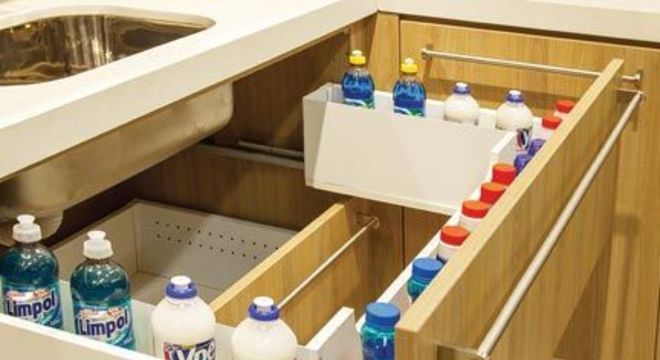 organizadores de cozinha - gaveta para detergentes 