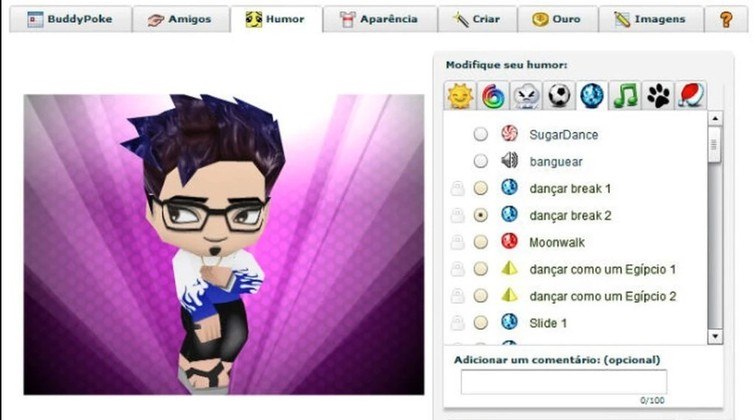 Buddy Poke: em uma época em que os recursos visuais da internet eram mínimos, a extensão Buddy Poke reinou. Com a função, era possível criar um avatar virtual e se envolver em diversas atividades com amigos — dançar, cumprimentar e abraçar eram uma das opções. Posteriormente, o sistema migrou para o Facebook, mas não fez tanto sucesso