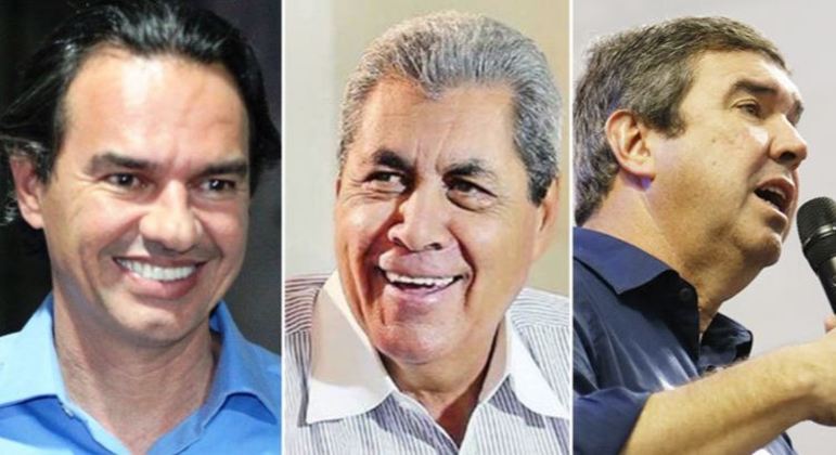 Os candidatos ao Governo de MS Marquinhos Trad, André Puccinelli e Eduardo Riedel