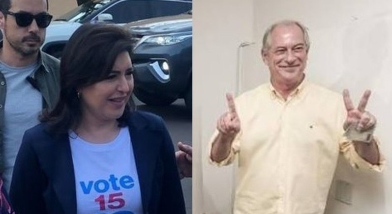 Os candidatos Simone Tebet e Ciro Gomes votam no primeiro turno das eleições de 2022
