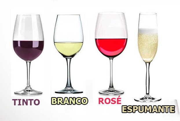 Os vinhos podem ser tintos, brancos, rosés e espumantes.