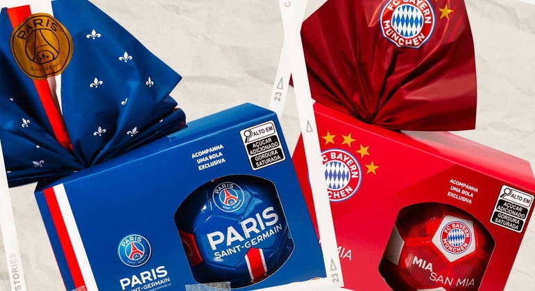 Os fãs do futebol europeu e de craques como Neymar, Messi, Mbappé e Mané podem aproveitar a
Páscoa para ganhar, além do chocolate, uma bola do Paris Saint-Germain ou do
Bayern München. Os produtos de 160g estão disponíveis nas lojas da Cacau Show, por R$ 89,90