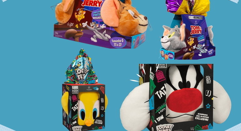 Na Cacau Show, os ovos de Páscoa da linha Looney Tunes têm
160g e trazem uma almofada ou pantufa dos personagens do desenho. Os produtos são
vendidos por R$ 129,90