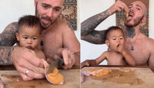 Pai alimenta filho de 1 ano com testículos crus, e garante: 'Comida preferida'  