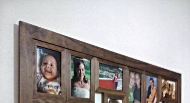 Painel de fotos de madeira