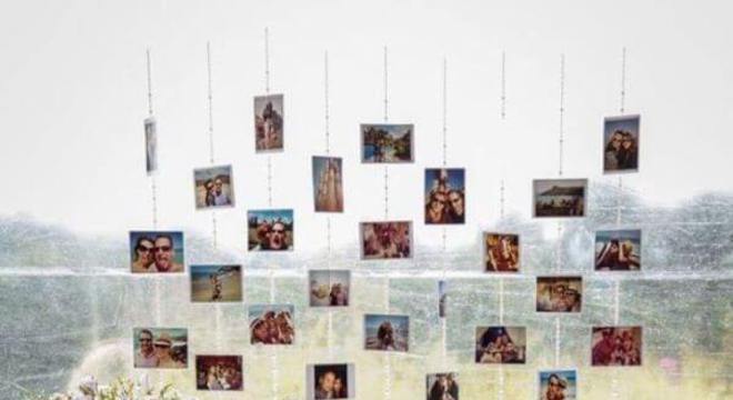 painel de fotos na festa de noivado