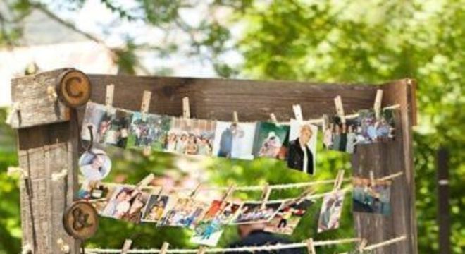 painel de fotos para a festa de casamento