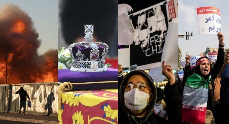 O ano de 2022 é lembrado por diversos acontecimentos, como a guerra na Ucrânia, a morte da rainha Elizabeth 2ª, protestos da população chinesa contra a estrita política de 