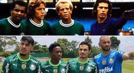 Palmeiras reproduziu foto dos anos 70 com jogadores atuais