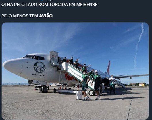 Um dos maiores alvos das provocações foi a presidente do clube, Leila Pereira, que recentemente comprou um avião, que será usado pelo elenco palmeirense. Quando questionada sobre reforços, em uma entrevista recente, a mandatária ironizou: 'Vocês querem mais reforço do que esse avião maravilhoso que eu estou proporcionando?'