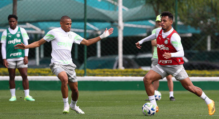Palmeiras em treino antes de enfrentar o América pelo Brasileirão