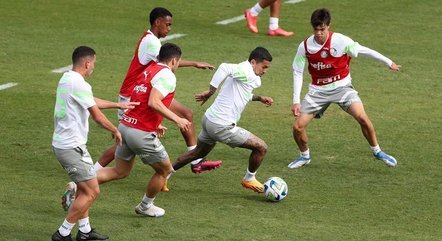 Palmeiras em treino para enfrentar o São Paulo