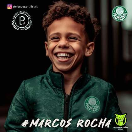 Palmeiras: versão criança de Marcos Rocha, criada com auxílio de inteligência artificial.