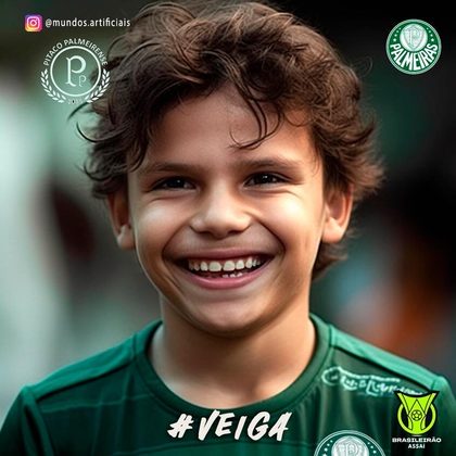 Palmeiras: versão criança de Raphael Veiga, criada com auxílio de inteligência artificial.