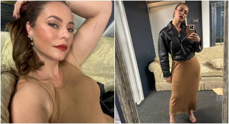 Paolla também não perde a oportunidade de acompanhar o namorado, o cantor Diogo Nogueira, em seus shows e arrasa nos looks para tietar o amado. Em uma das apresentações, a atriz surgiu com um vestido longo de lã, com uma jaqueta de couro preto e sandália de salto alto
