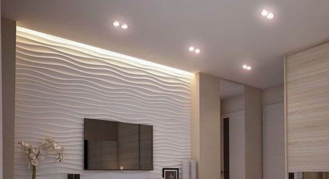 papel de parede 3d - painel de tv para quarto com ondas em papel de parede 3d