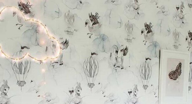 papel de parede infantil para quarto todo branco