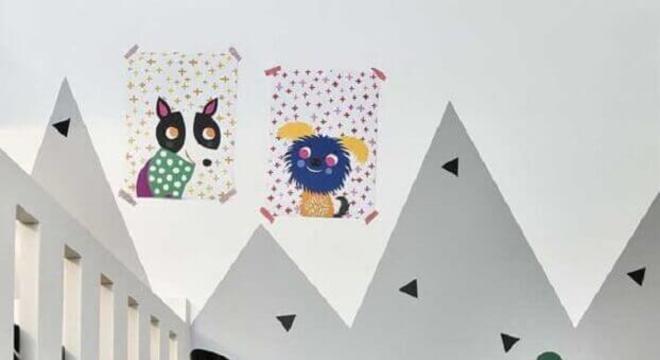 papel de parede para quarto infantil cinza