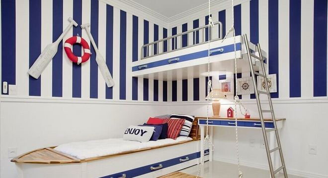 papel de parede para quarto infantil com tema marinheiro