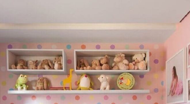 papel de parede para quarto infantil feminino com bolinhas coloridas Foto Casa de Valentina