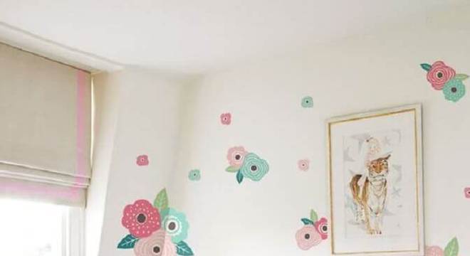 papel de parede para quarto infantil feminino com desenho de flores grandes
