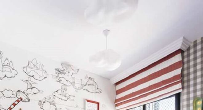 papel de parede para quarto infantil vermelho branco e preto 