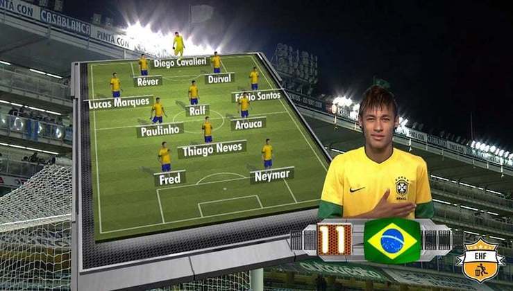 Para finalizar, fugindo do padrão de clubes, colocamos uma Seleção Brasileira apenas com os jogadores que atuavam no Brasil para o Superclássico das Américas de 2012.