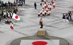 A delegação japonesa, os anfitriões dos Jogos Paralímpicos de Tóquio 2020, durante o desfile da cerimônia de abertura da Paralimpíada